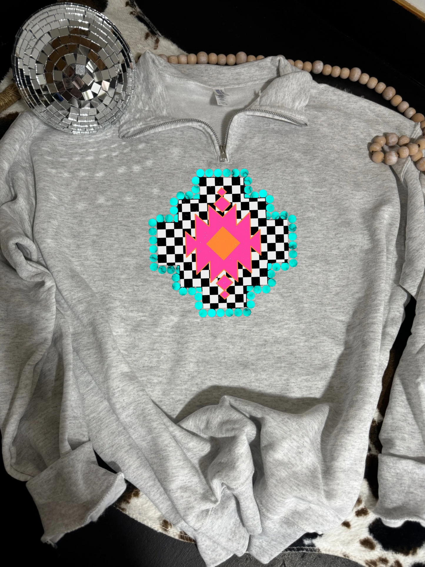 Neon aztec quarter zip