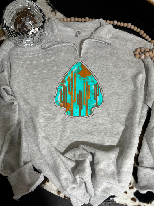 Turquoise arrow quarter zip