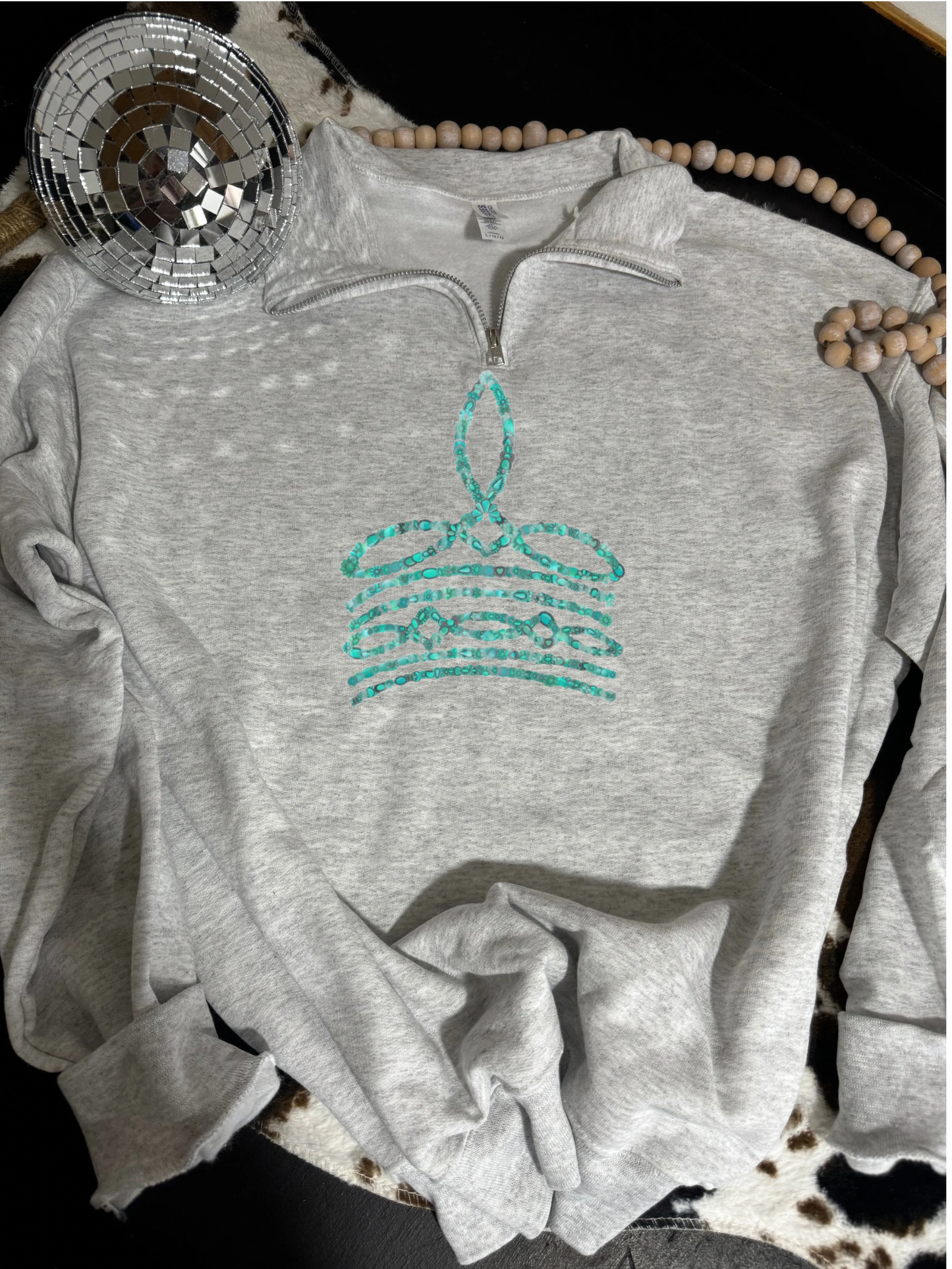 Turquoise boot stitch   quarter zip