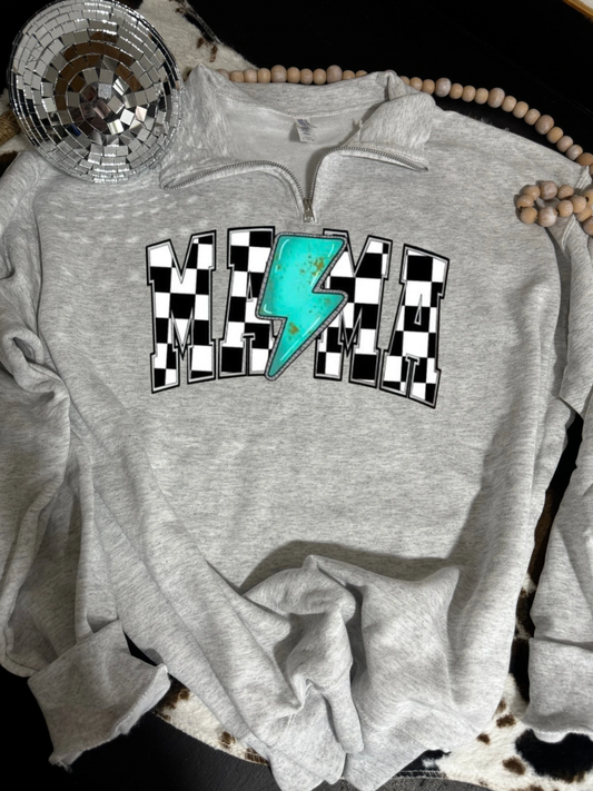 Checkered Mama quarter zip